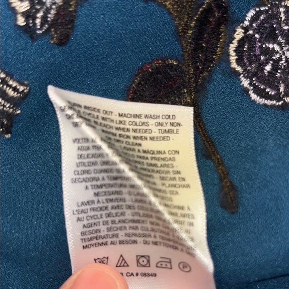 Jessica Simpson Teal Lace Cold Shoulder Blouse with Floral Design - Picture 11 of 11